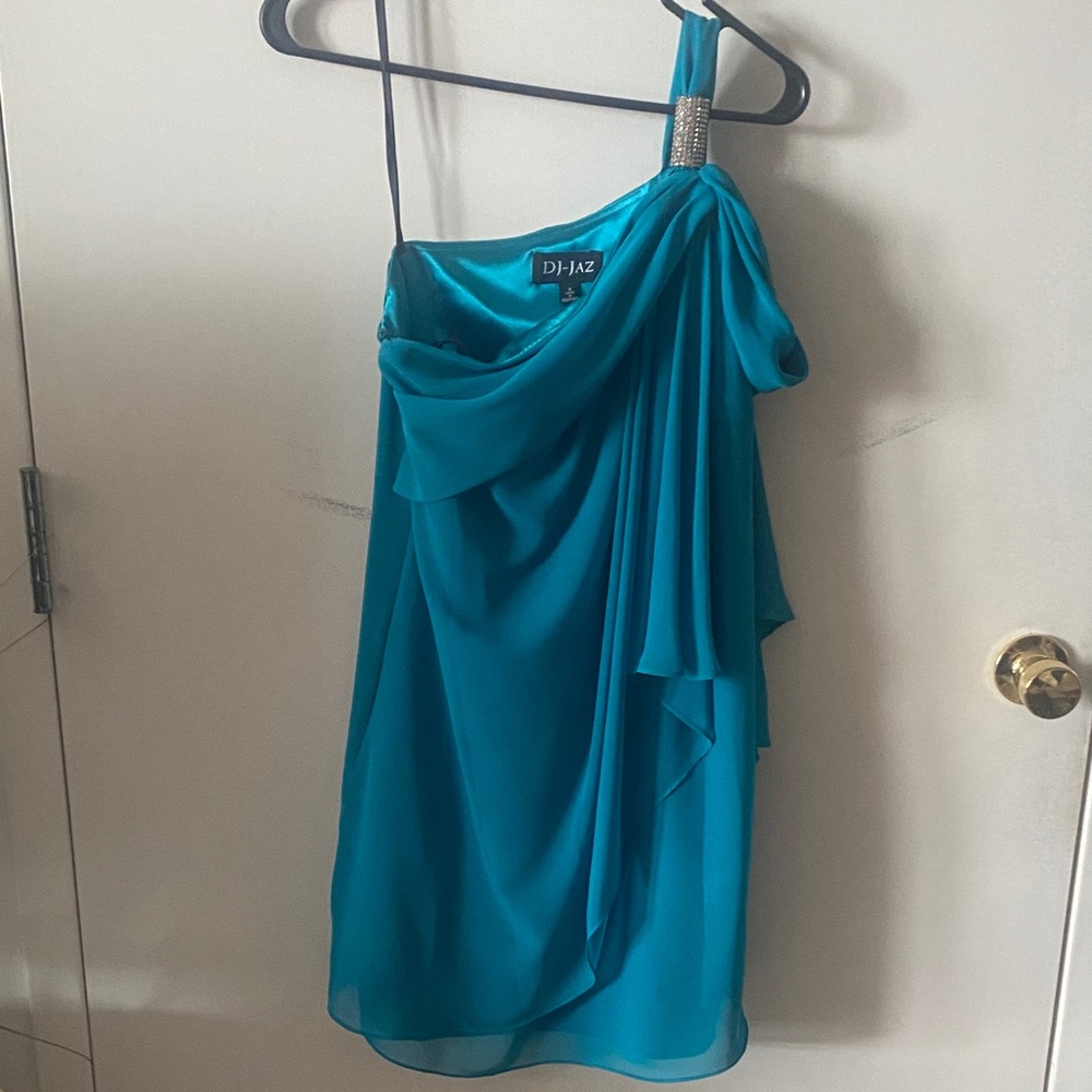 DJ Haz One Shoulder Teal Dress